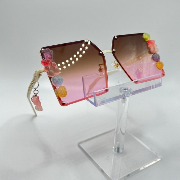 Extra Kitsch Accessories - Oversized Womens Sunglasses Festival Rave Gummy Bear Dangle Embellishments Candy